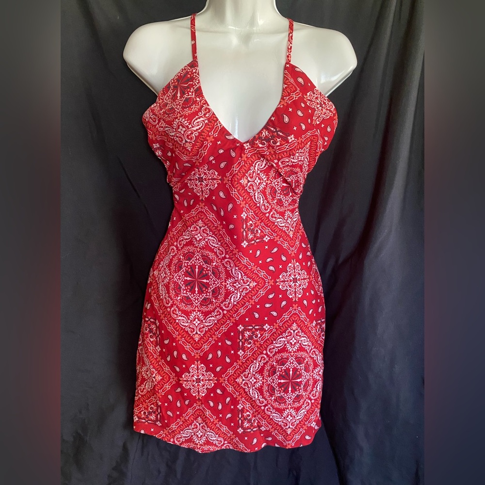 The Cruz Minidress in Stunning Red & White Handkerchief Pattern